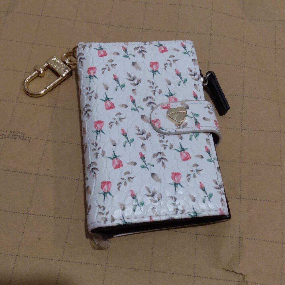 Betsy Johnson Wallet White with Pink Rosebuds